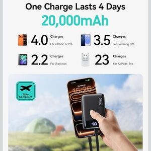 New Portable Black Power Bank with Digital Display portable charger small